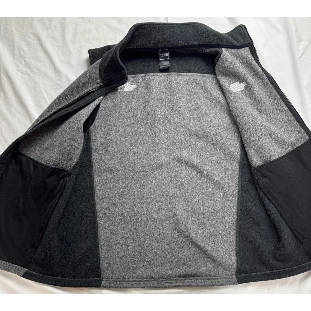 The North Face Mens‎ FlashDry Fleece Vest Gray Black Full Zip Large